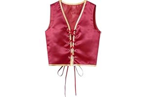 Moggemol Kids Girls Medieval Renaissance Vest Lace-up Vintage Waistcoat Top Halloween Party Children Dress Up