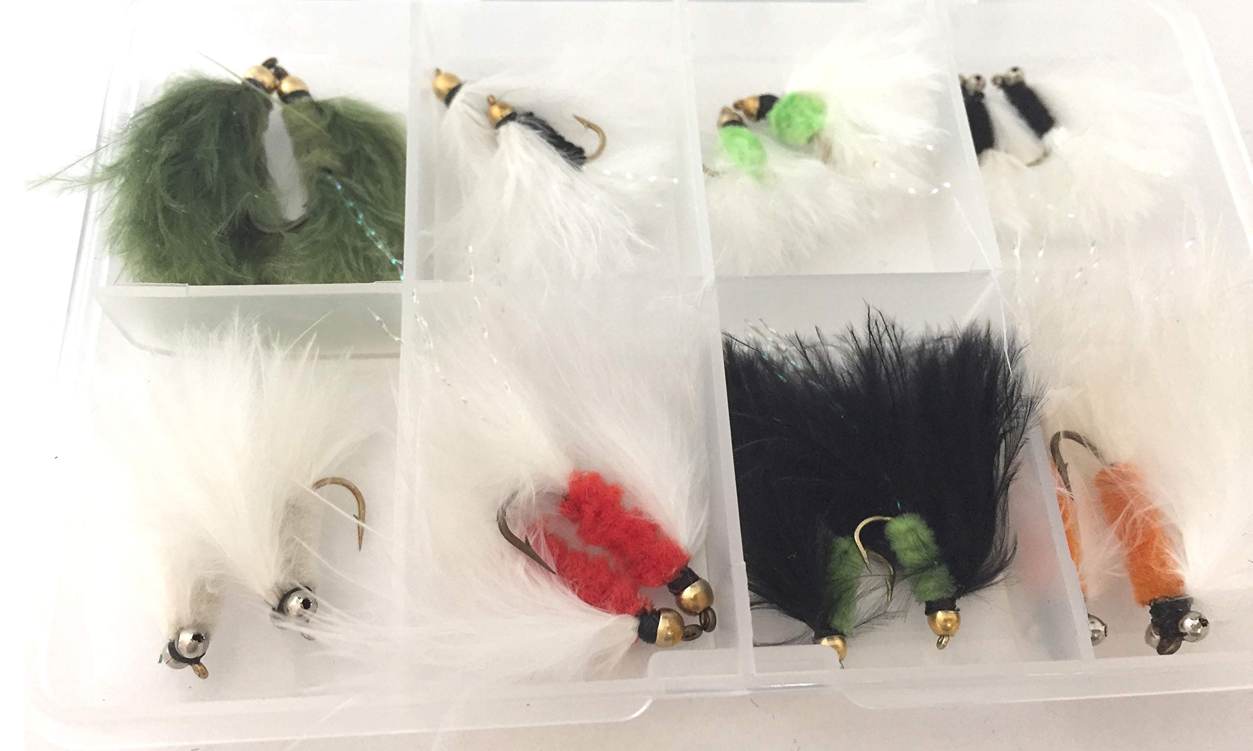 Fly Fishing Cat Whiskers Lures Chain Beadhead sizes 8-12 Pack of 16 Supplied in Clip shut see through box UK Quality tied flies