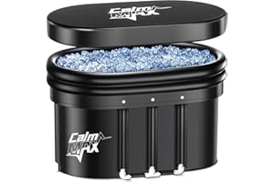 CalmMax Oval Ice Bath Tub with Double Inflatable Neck Rest Ring, Portable Cold Plunge with Cover, 101 Gal Cold Plunge Tub for Cold Water Therapy, XL Ice Baths at Home, Outdoor, Gym (IB004), Black