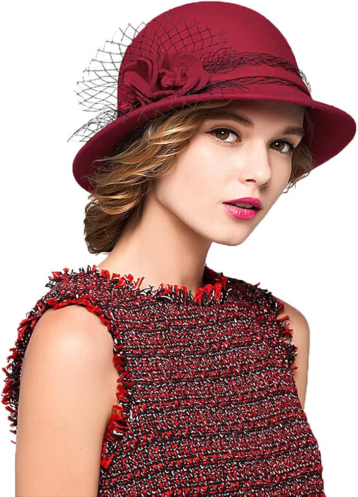 Maitose Women's Wool Felt Bowler Hat Black at  Women’s Clothing store