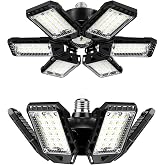 LED Garage Lights Bulb 2 Pack 180W 18000LM 6500K Led Shop Light with 6 plus 1 Deformable Panels Basement Barn Ceiling Lights E26 and E27