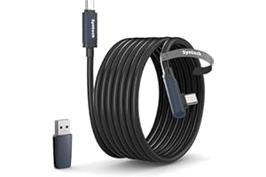Syntech Link Cable 16FT Compatible with Oculus/Meta Quest 3/Quest 3S/Quest2/Pro/Pico 4 and PC/SteamVR, Upgraded Type C with USB 3.0 Adapter, High Speed Data Transfer Cord for VR Headset, Black
