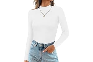 Ekouaer Mock Turtle Necks Tops for Women Long Sleeve Ribbed Shirts Thermal Slim Fit Lightweight Undershirts S-XXL