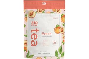 310 Nutrition Peach Flavor Detox Tea – Herbal Tea Sachets for Daily Routine – Green Tea Oolong Blend with Rooibos Yerba Mate – Fruity Herbal Tea Without Sugar, Stevia-Sweetened – Pyramid Tea Bags Peach Flavor – 28 Sachets