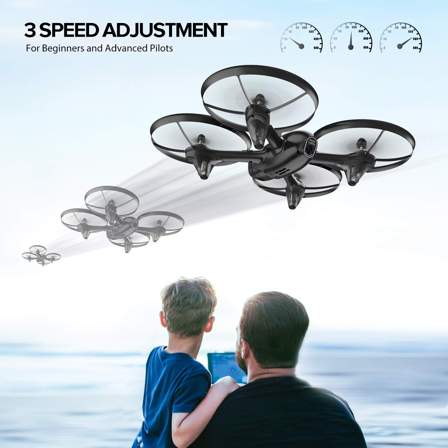 Potensic U47 Camera Drone, FPV RC Quadcotper with 720P HD Camera Live Video, Altitude Hold, Headless Mode, One Key Return and Speed Adjustment