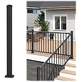CKE 2.56 x 2.56 x 39 in. Porch and Deck Railing Post with Screw, AP36P | Aluminum Stair Railing Post for Decks, Porches &amp; Balconies AAMA 2604 Textured Black Finish Metal Baluster for Outdoor