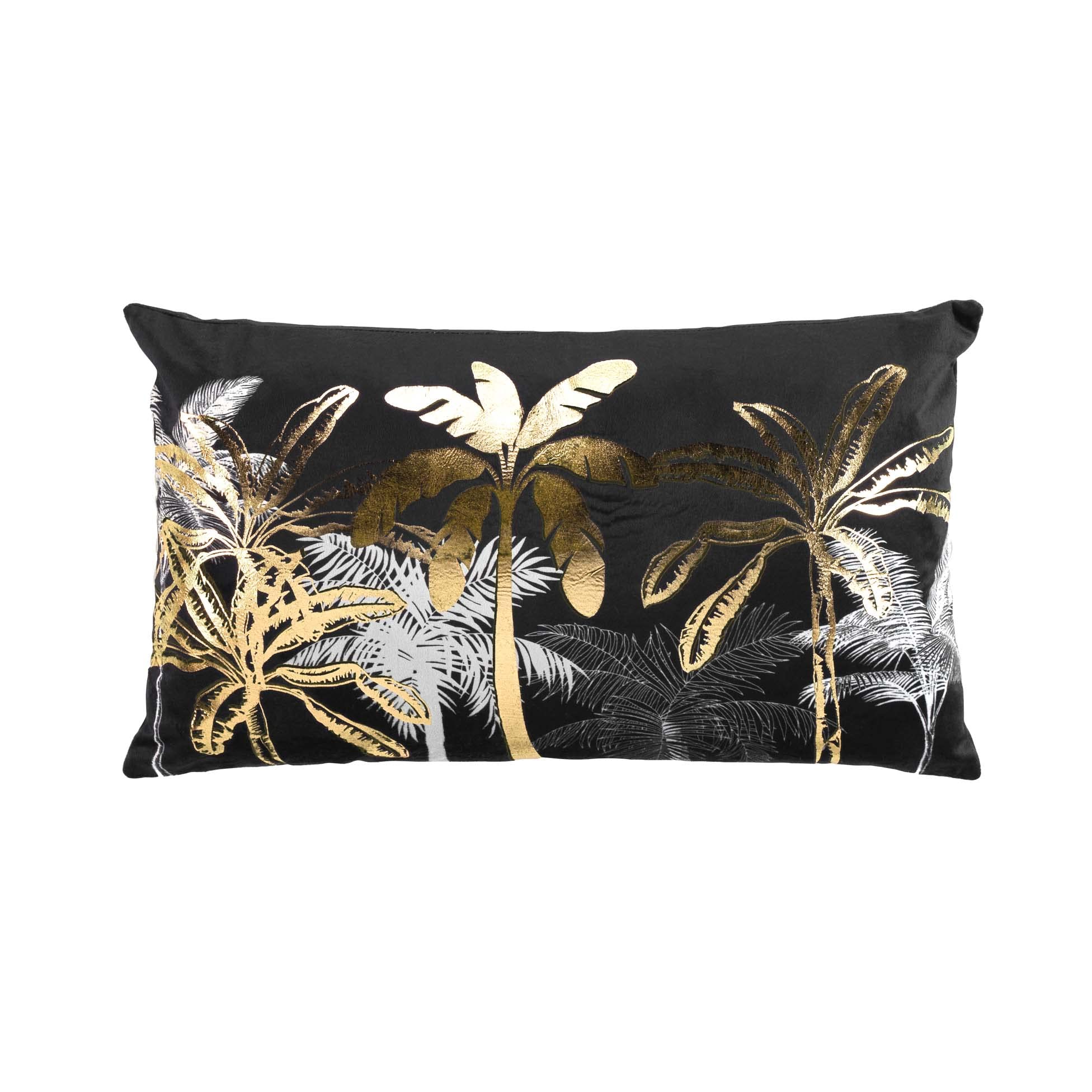 Douceur d'Intérieur, Gold Velour Printed Cushion Cover 30x50cm