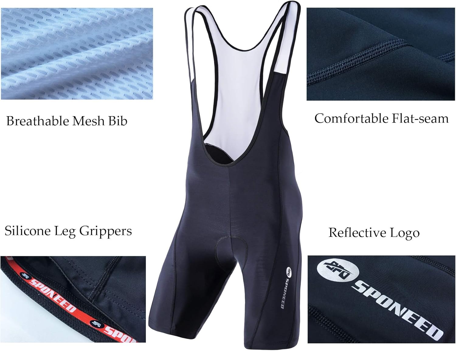 sponeed Cycling Bib Shorts Men Biker Bibs for Men Padded Breathable Racing Shorts UPF 50+: Clothing