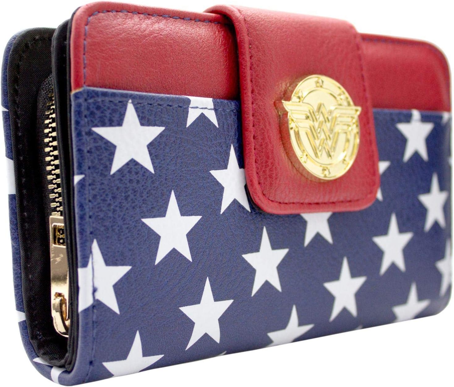 DC Wonder Woman Diana Outfit Metal Emblem Purse Clutch Coin Pocket & Card Holder, Blue - Image 3