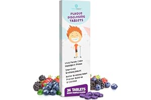 Plaque Disclosing Tablets for Teeth, 36 Count, Dental Disclosing Tablets for Kids or Adults, Shows Plaque, Helps Teach Kids Teeth-Brushing Habits for Clean Smile, by Fresh Knight, (Pack of 1)