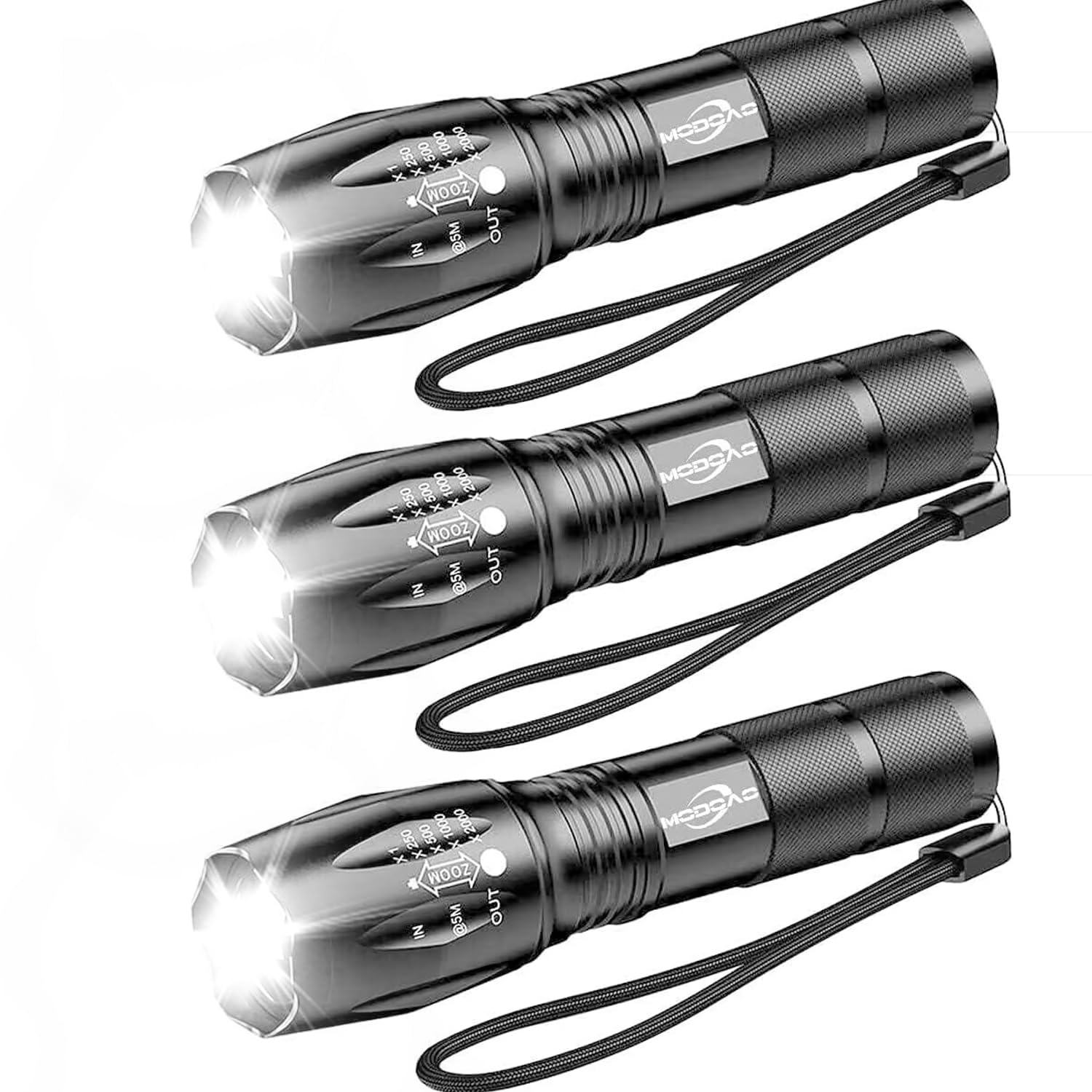 Ultra-Bright Flashlights, 2000 Lumens T6 LED Tactical Flashlight, Zoomable Adjustable Focus, IP65 Water-Resistant, Portable, 5 Light Modes for Indoor and Outdoor,Camping,Emergency,Hiking (3 Pack)