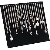 NobleKey 20 Slots Large Necklace Display Board, Velvet Necklace Jewelry Organizer Stand for Selling, Hanger Necklace Holder Rack for Store Shop Show (Black)