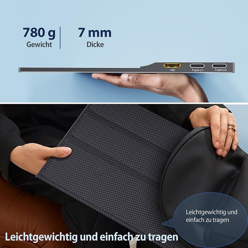 Portable Monitor 15.6 Zoll Tragbarer Mobiler IPS Bildschirm HDR
