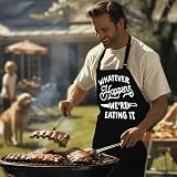 LINEN CLOSET BBQ Apron for Men Funny Grilling Apron with 2 Pockets, Polycotton view 5