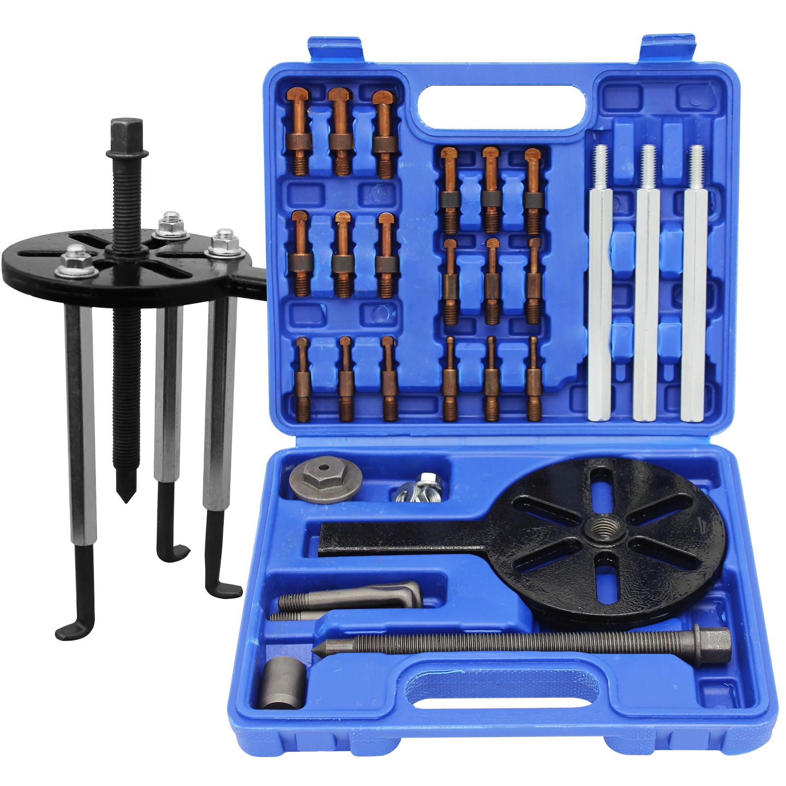 Photo 1 of CWTRLPC 21 in1 Bearing Puller Kit, Bearing Removal Tool, Bearing Separator Set, Bearing Disassembly Gear Puller w/ 3-jaw Hooks and 6 Sizes Red Steel Inner Hole Extractor