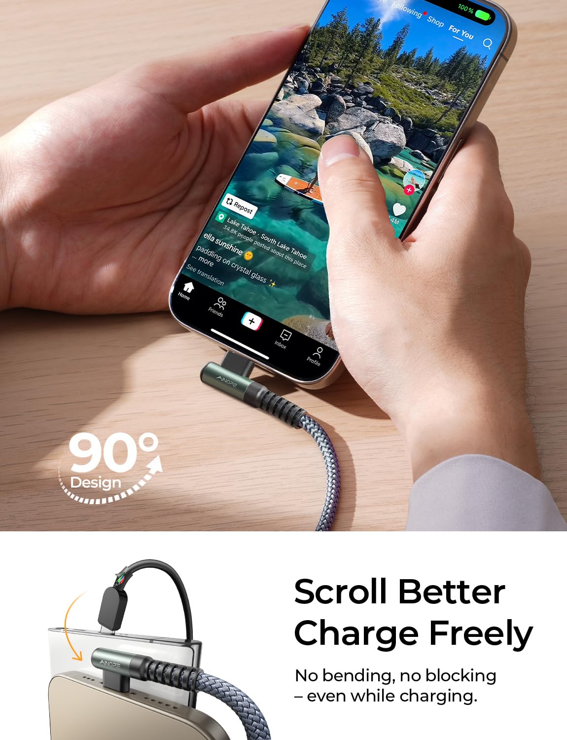 AINOPE USB C Kabel - [2 Stück 2M+2M] 3.1A Ladekabel USB C Nylon Geflochten Schnellladekabel für Samsung S25/S24/S23/S22 Ultra,Pixel 9,Note 10,MacBook Pro/Air,iPad Pro/Air 2