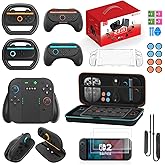 Uxilep 23 IN 1 Switch 2 Accessories Bundle for Nintendo Switch 2 (2025): Carrying Case,Joycons 2 Charging Grip,HD Screen Protector,Grips for Joycons Controller,FPS Mouse Grip,Steering Wheel for Mario Kart