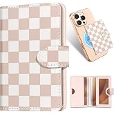 Shorogyt for Magnetic Phone Wallet Compatible with Magsafe,Checkered | Slim Leather Mag Wallets for Women, Fit 4 Cards, Magnetic Card Holder, RFID Magnet, for iPhone 18/17/16/15/14/13/12 Series