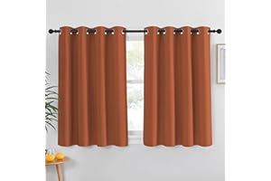 NICETOWN Blackout Burnt Orange Curtain for Girls Bedroom - Solid Grommet Sound & Light Reducing Room Darkening Window Treatment Thermal Drape for Cafe/Kids Room (1 Panel, W52 x L45)