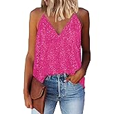 miduo Womens Tank Tops Casual Fashion V Neck Strappy Sequin Sparkle Shimmer Camisole Sleeveless Tanks Tops