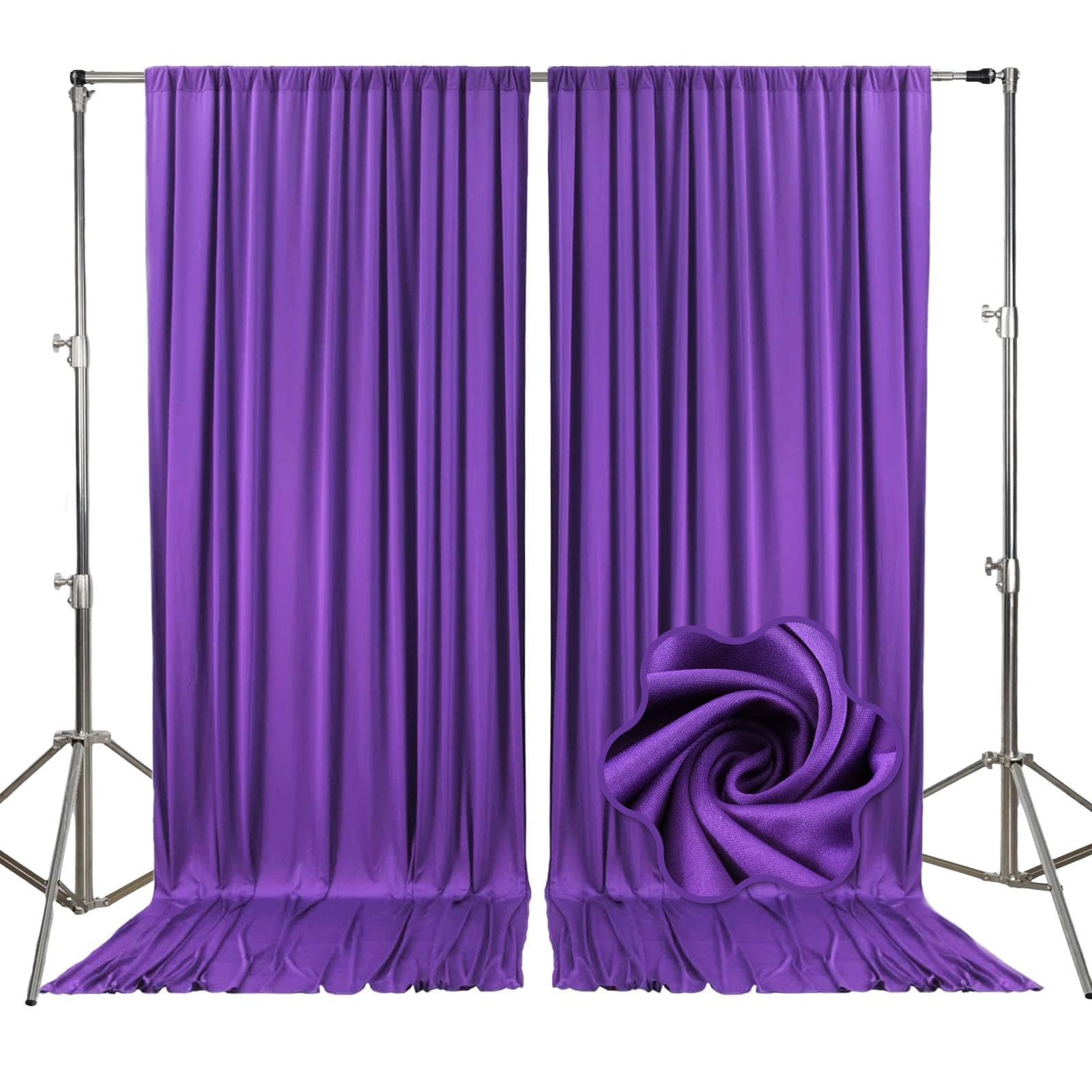 Photo 1 of 10ft x 7ft Purple Backdrop Curtains for Parties, Fabric Satin Background Curtain with Rod Pockets for Weddings, Birthday, Baby Shower, Photography, Graduation Party Backdrop Drapes, 2 Panels