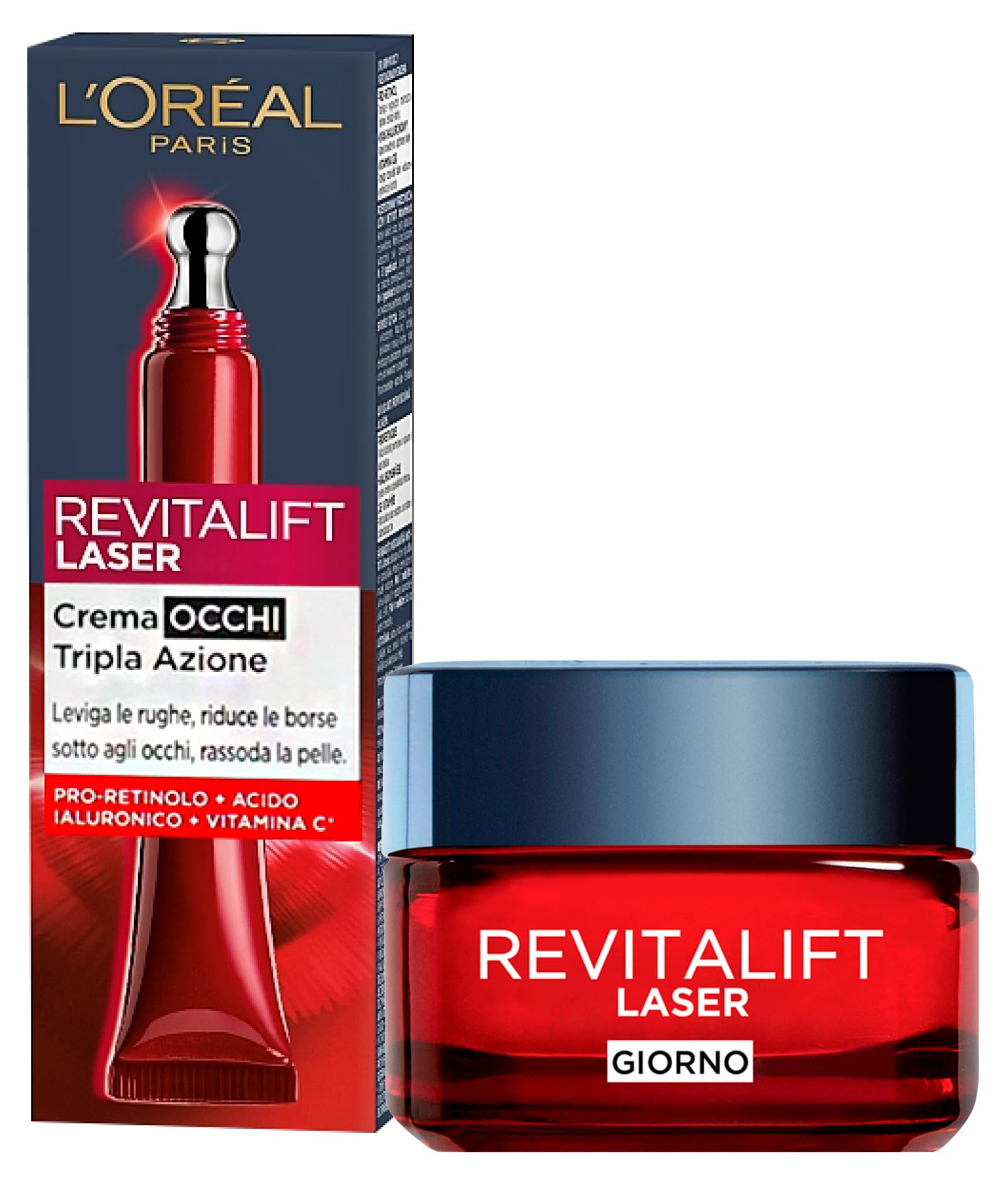 L'Oréal Paris Revitalift Laser Day Cream Anti-Wrinkle Triple Action 50ml + Revitalift Eye Contour Laser Anti-Age 15ml - 2 Treatments with Hyaluronic Acid and Pro-Retinol — image 1