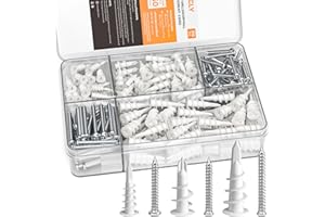 INCLY 3 Size 310PCS #6 & #8 Self Drilling Drywall Anchors Kit, 155 Plastic Dry Wall Anchors and 155 Screws Assortment for Hea