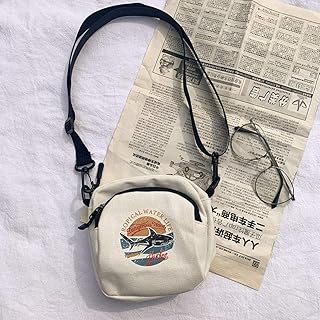 Frauentasche Damen Leinwand Handtasche Koreanische Mini Student Umhängetasche Mobile Geldbörse Lässige Damen Flip Schulter Einfache Kleine Umhängetasche Weiß