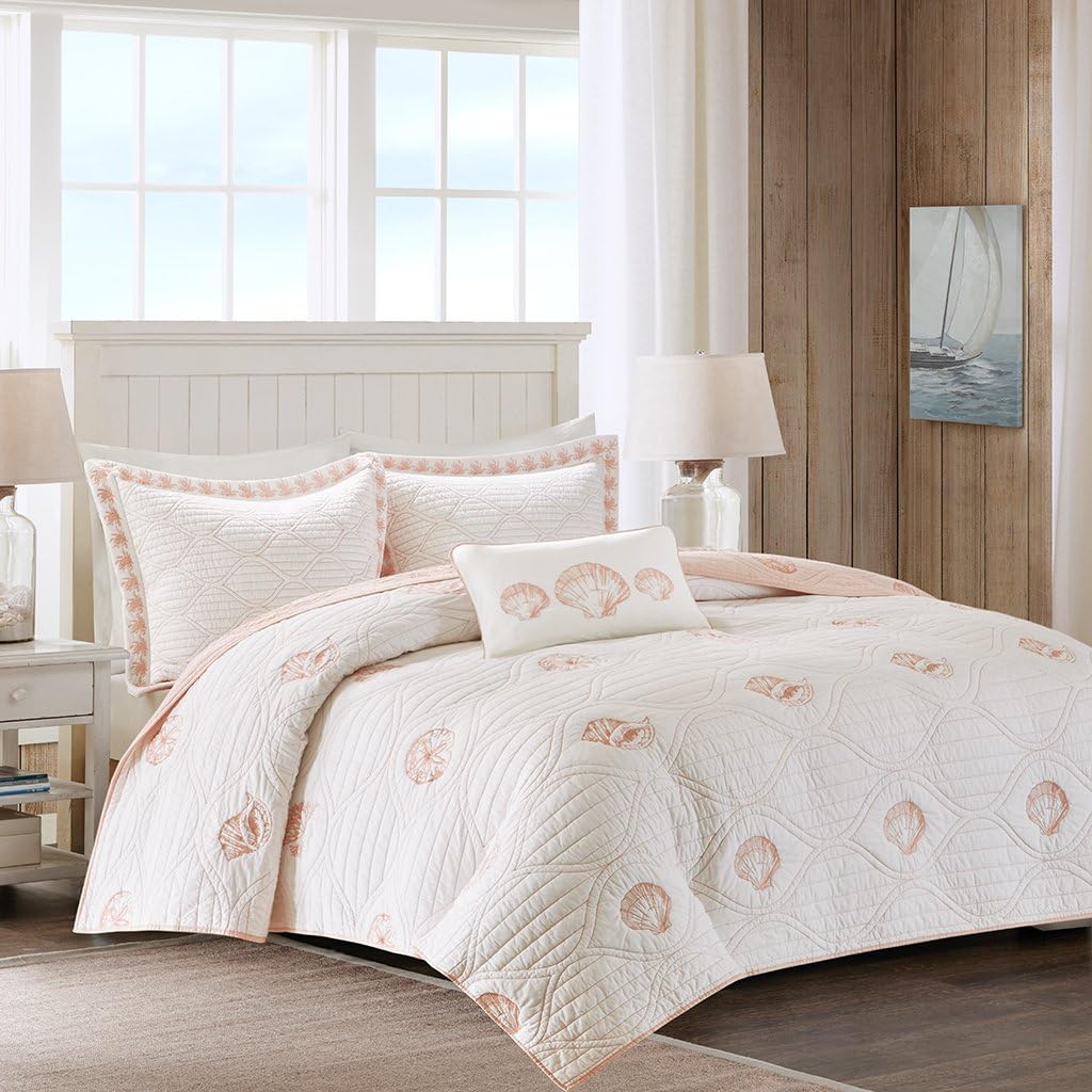 Harbor House Seaside 4 Piece Coverlet Set Coral King/Cal King