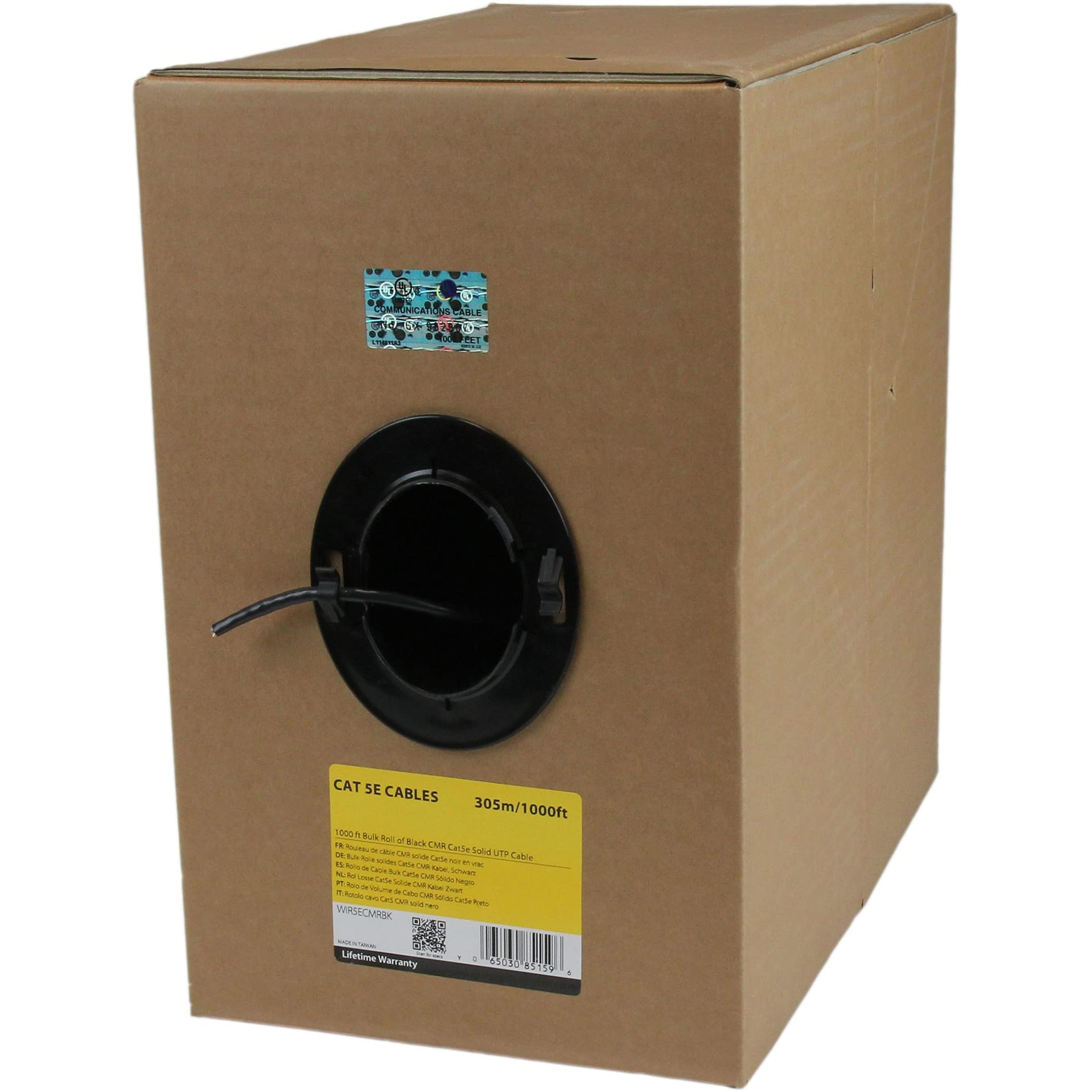 StarTech.com Bulk Cat 5e Ethernet Cable - 1000 ft. (304,8m) - Solid - CMR-Rated - Black - TAA Compliant