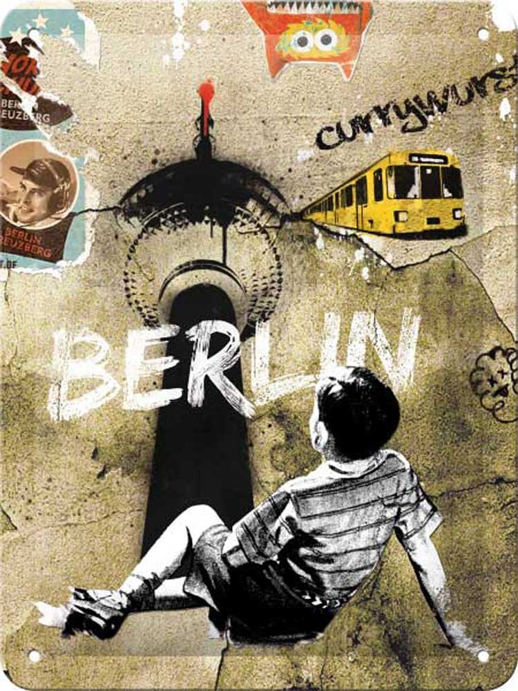 Nostalgic-Art Retro Tin Sign – Berlin – Berlin Street Art – Souvenir gift idea, Metal Plaque, Vintage design for wall decoration, 15 x 20 cm