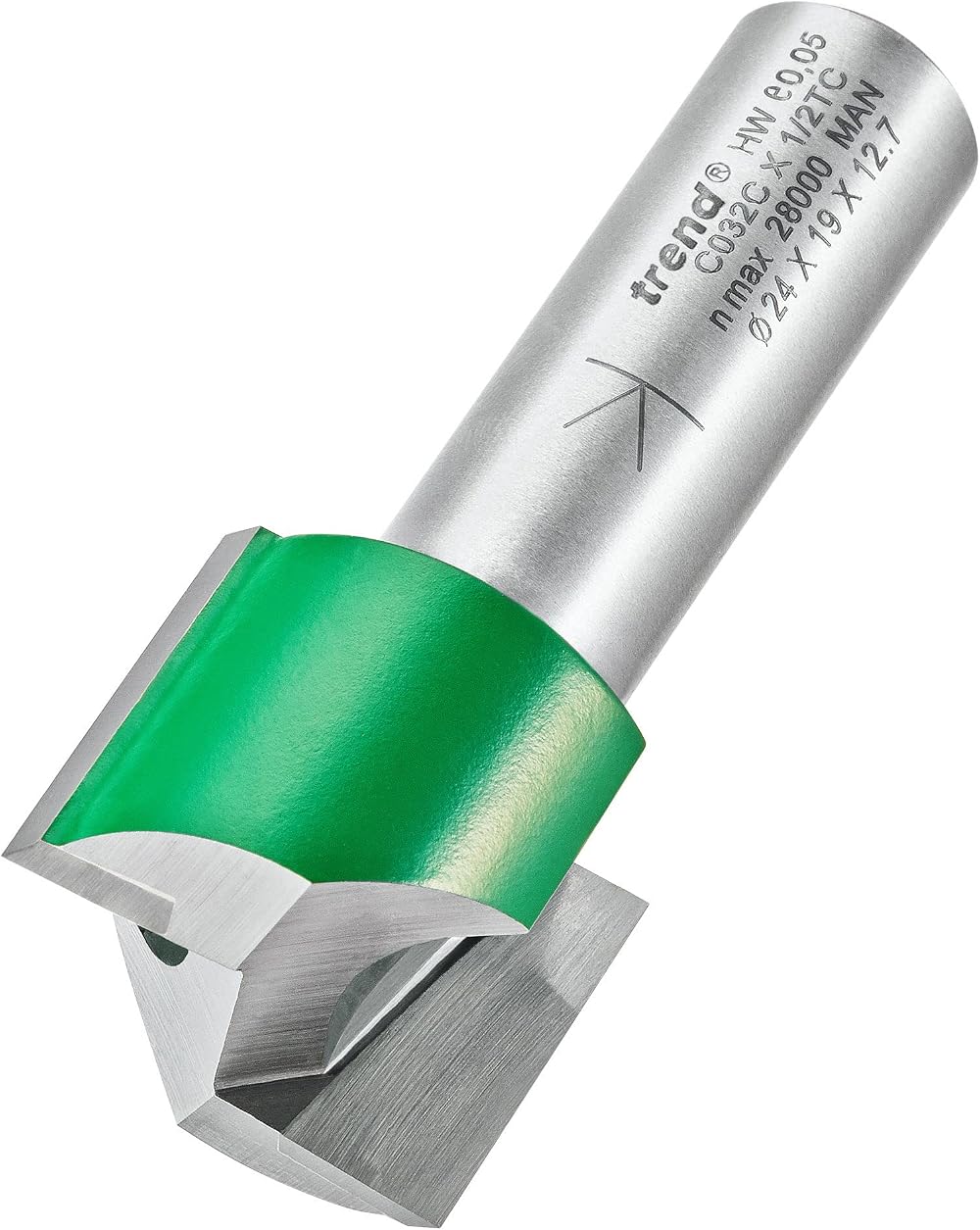 Trend CraftPro 2-Flute Straight Router Cutter 1/2 Inch Shank 24mm Dia