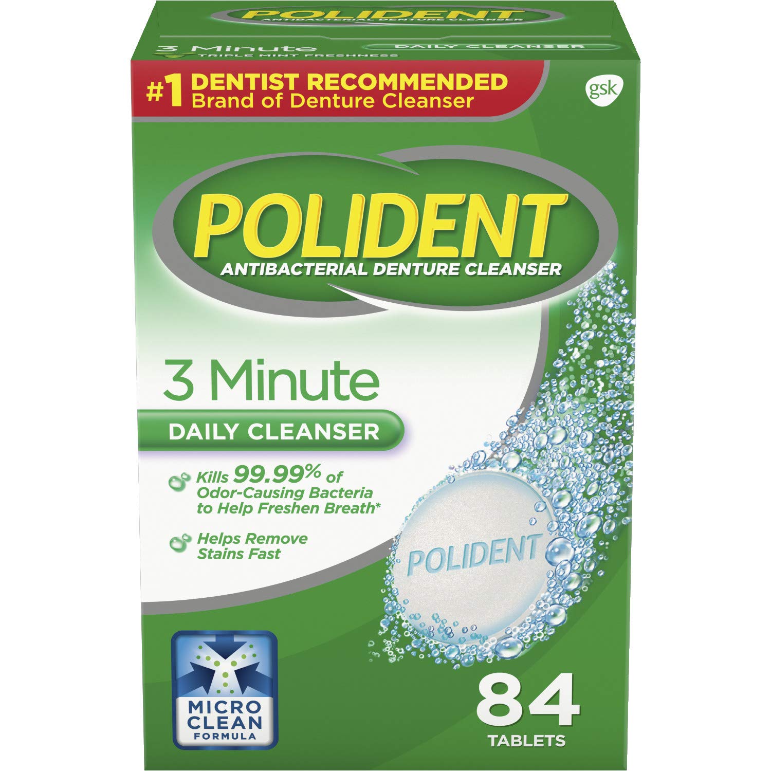 Polident Polident Denture Cleanser Antibacterial, Antibacterial 84 tabs