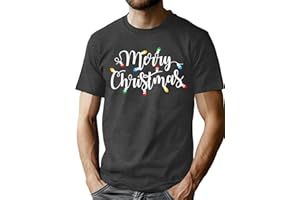 QAUN Mens Christmas Shirt:Merry and Bright Tshirt Merry Christmas Shirts Xmas Lights Tee Tops M-3XL