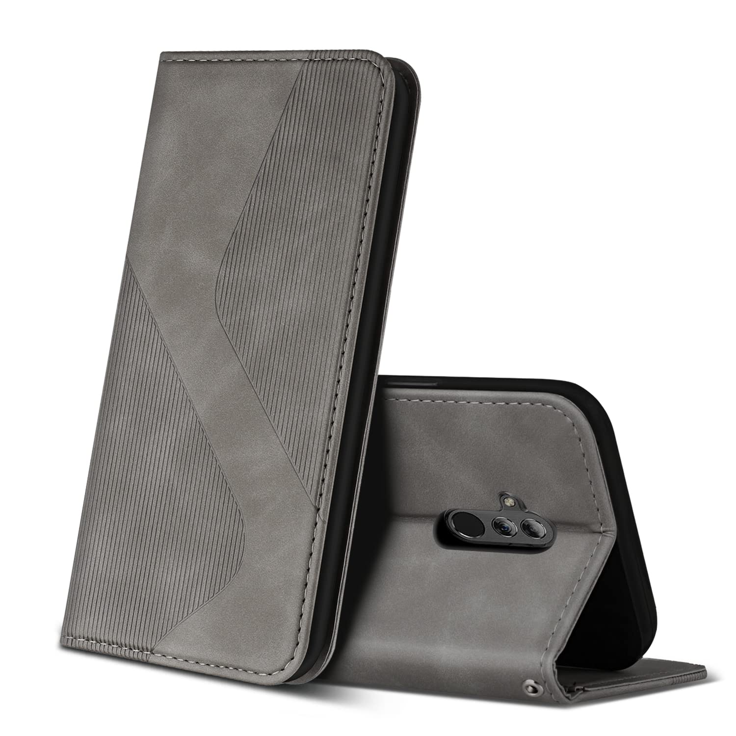 ZONNAVI Case Compatible with Huawei Mate 20 Lite, Premium PU Leather Wallet Case with [Card Slots] [Viewing Stand], Shockproof Flip Cover for Huawei Mate 20 Lite (Grey)