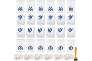 DHOUA 24 Pack 3D Airclean GN Vacuum Bags Compatible with Miele Classic C1, Complete C1, Complete C2, Complete C3, S400i S600 S2 S5 S8 Series, 6 Motor Protection Filters 6 AirClean Filters 1 Cleaning Brush