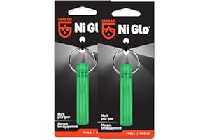 GEAR AID Ni Glo 2” UV Rechargeable Glowing Keychain, Glow-in-the-Dark Accessory for Keys, Camping and Outdoor Gear