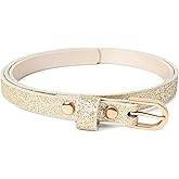 Kids Ultra-Skinny Sparkly Belt, Ages 4-7 Years and 8-14 Years, Stylish Glitter Belt for Girls