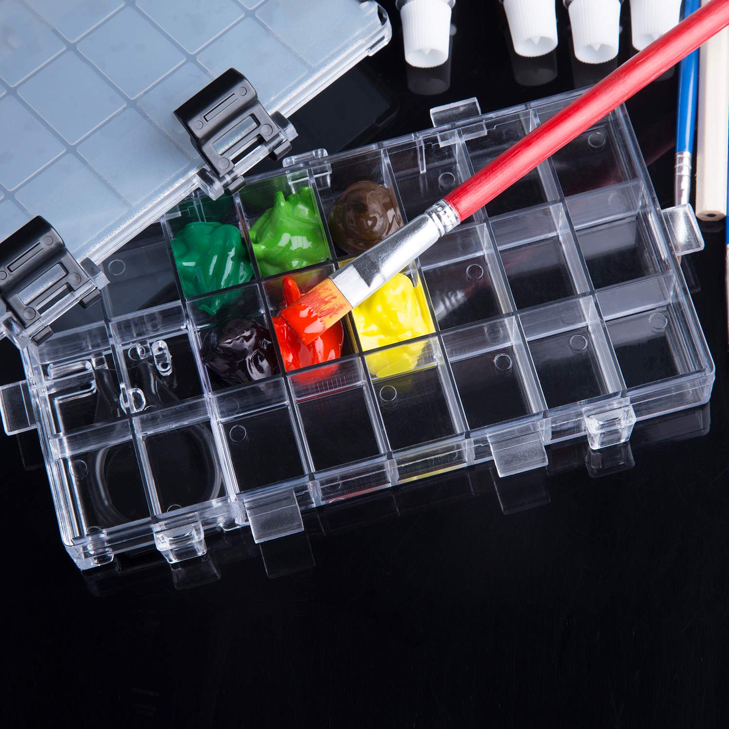 joybest Watercolor Palette Box 24Well Paint Palette Box Airtight Leak Proof Travel Palette Case