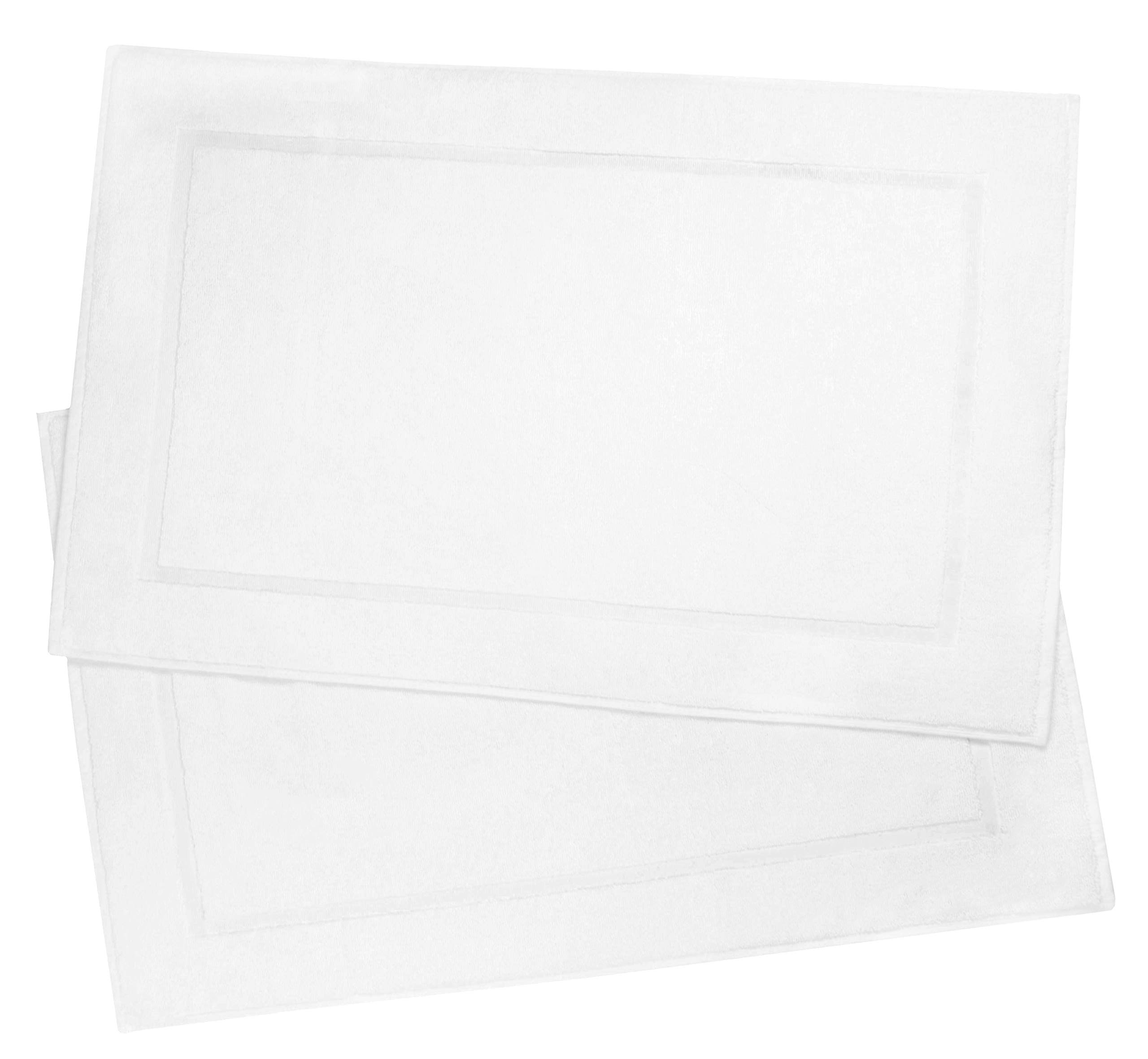 ZOLLNER® bath mats of set of 2 / rugs / bath mat white 50 x 80 cm, 100% cotton, weight approx. 520 g/sqm, available in other colours, premium-quality, series "Star Elba"