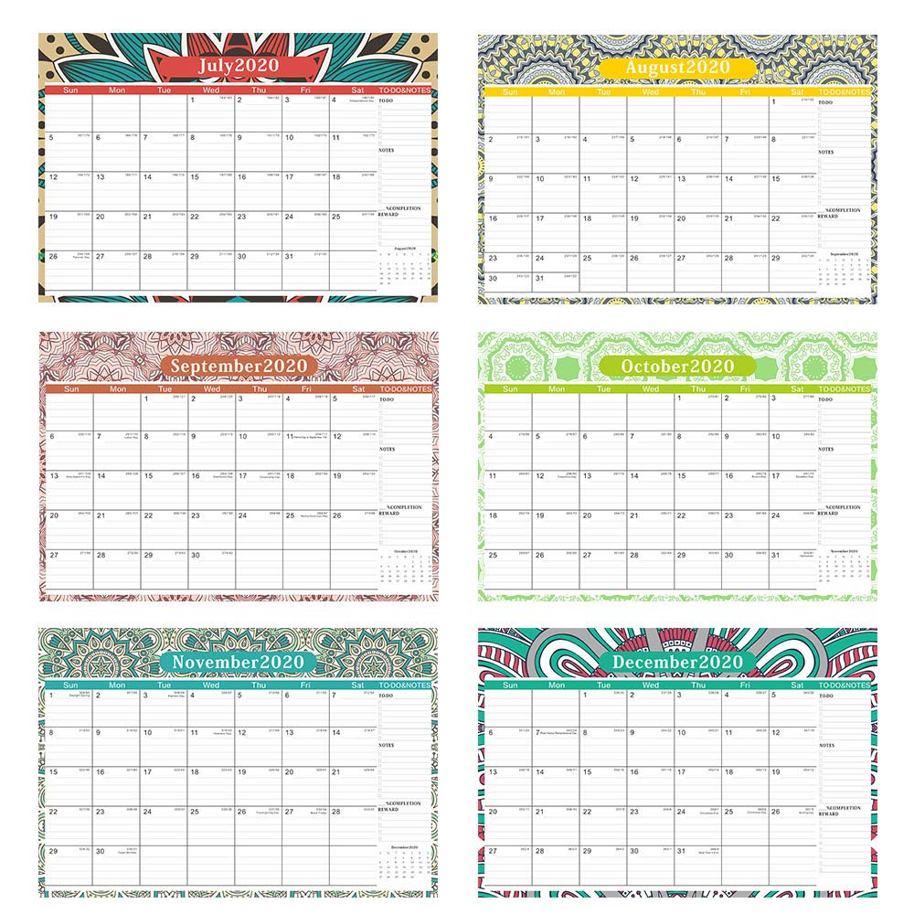 Calendario de pared 2019-2020, año académico, calendario mensual ...