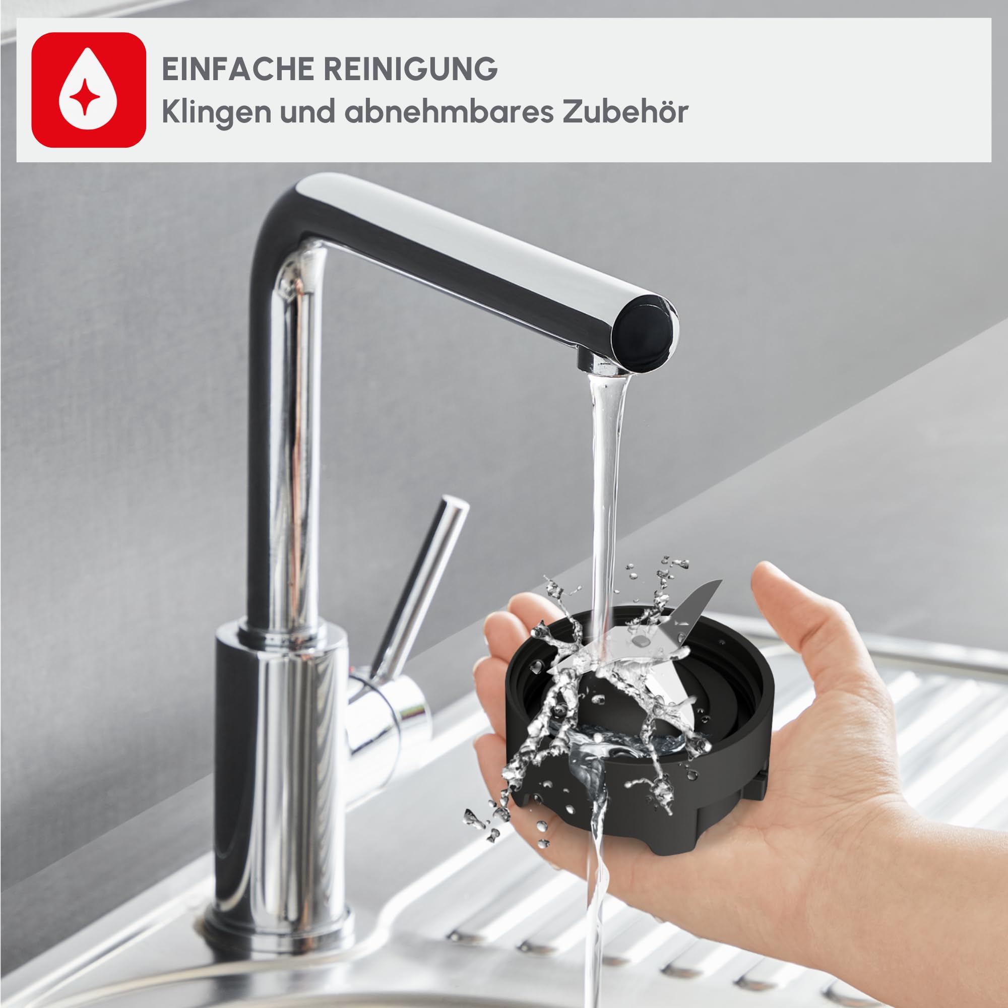 Tefal Mix und Move Mini-Standmixer, 300 Watt, 2 Flaschen To-Go in Premium Tritan, kompaktes Design, einfach zu reinigen, abnehmbare Klingen, Einknopfbedienung, Silber/Grau, BL15FD 9