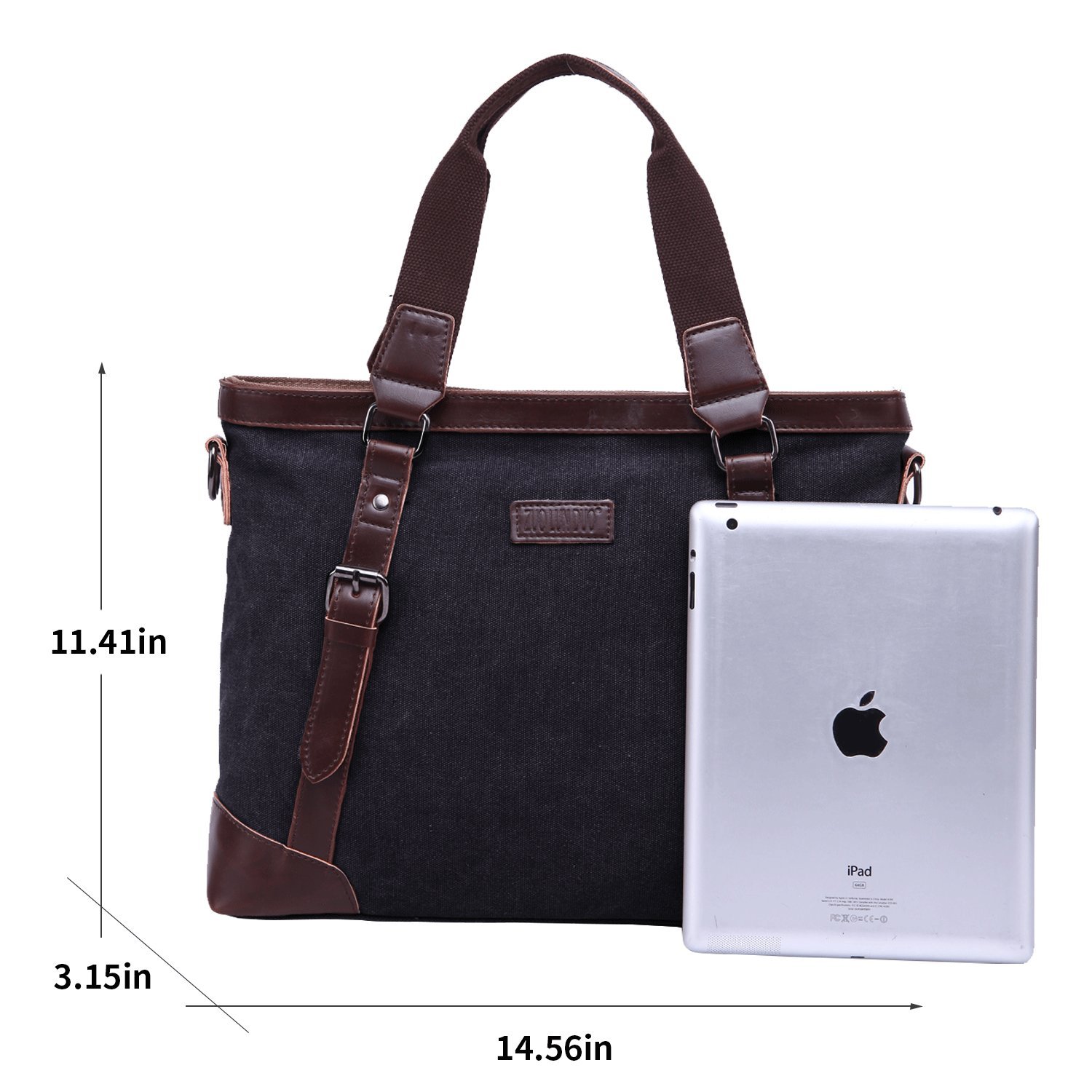JCTHBAG Men/Women 14 Inch Laptop Notebook Totes, Canvas Shoulder Messenger Bag (Black)