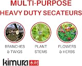 Kimura 8" Pro Bypass Garden Secateurs - Heavy Duty SK5 Japanese Steel view 7