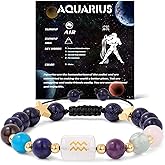 GolbalJew Zodiac Bracelets for Women 12 Constellations Healing Crystal Stone Beads Bracelet Birthday Zodiac Gifts Horoscope Spiritual Bracelet