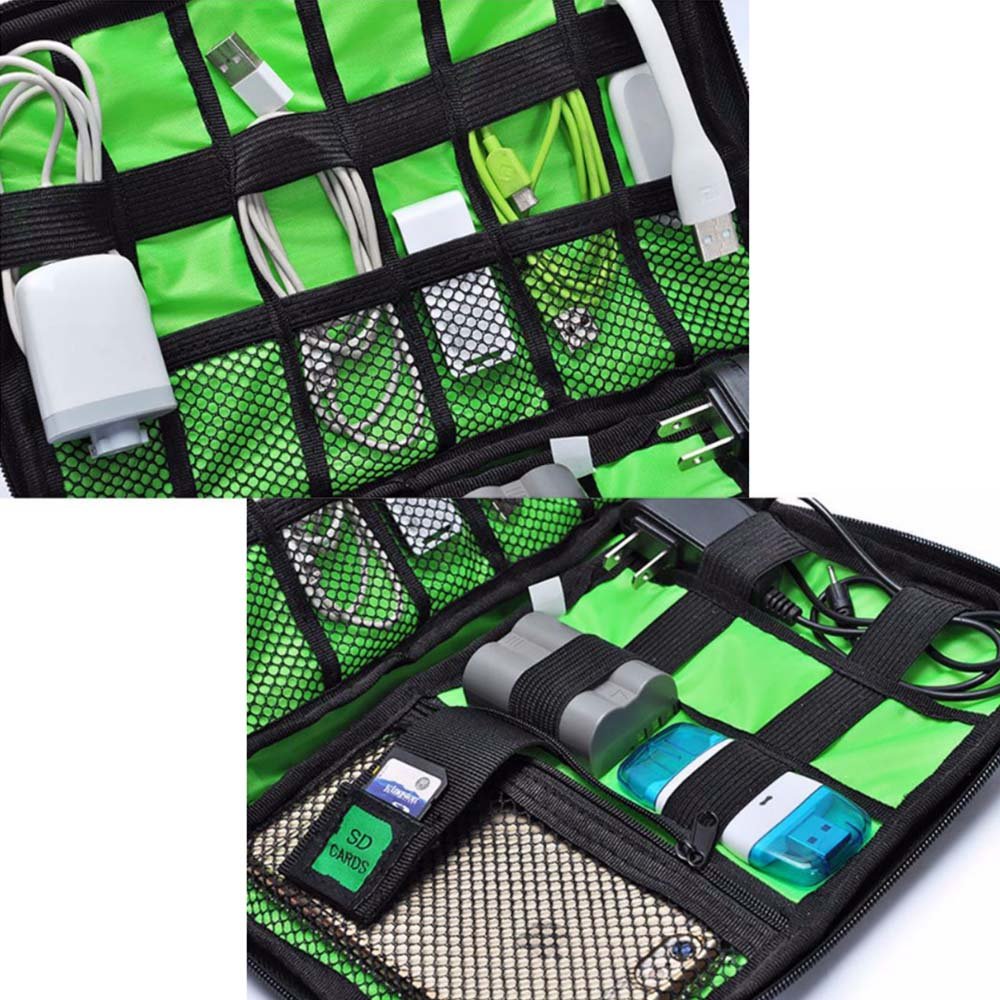 Waterproof Outdoor Travel Kit Nylon Cable Holder Bag,cable tidy bag,cables bag,camera accessories bag,Electronic Accessories usb drive storage case Camping Hiking Organizer Bag,External Hard Drive Carry Case. (black)