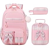 DIGOBAY Backpack for Girls, 3PCS Girls Backpack for School with Lunch Bag Pencil Case, Cute Kids Teens Bookbag for Kindergarten Elementary Preschool Middle School