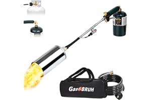 GasBRUH Heavy Duty Propane Burner Weed Torch with Storage Bag, High Output 360,000 BTU Blow Torch with 8.8FT Hose, Portable F