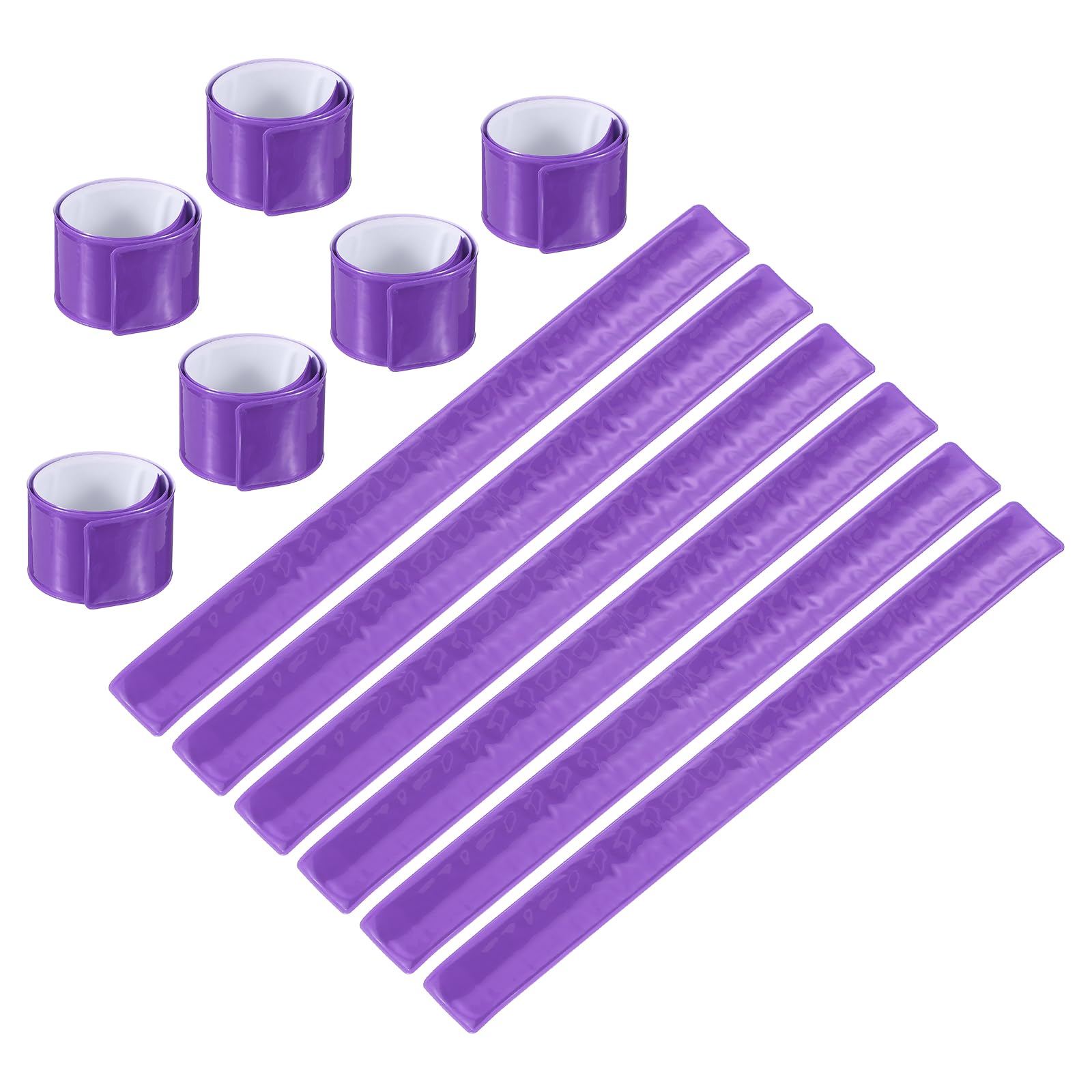 PATIKIL Reflective Slap Bands, 12 Pcs Reflector Band Snap Bracelet Armbands High Visibility Safety Reflectors Wrist Strap Strips for Night Jogging Cycling Running Hiking, Purple