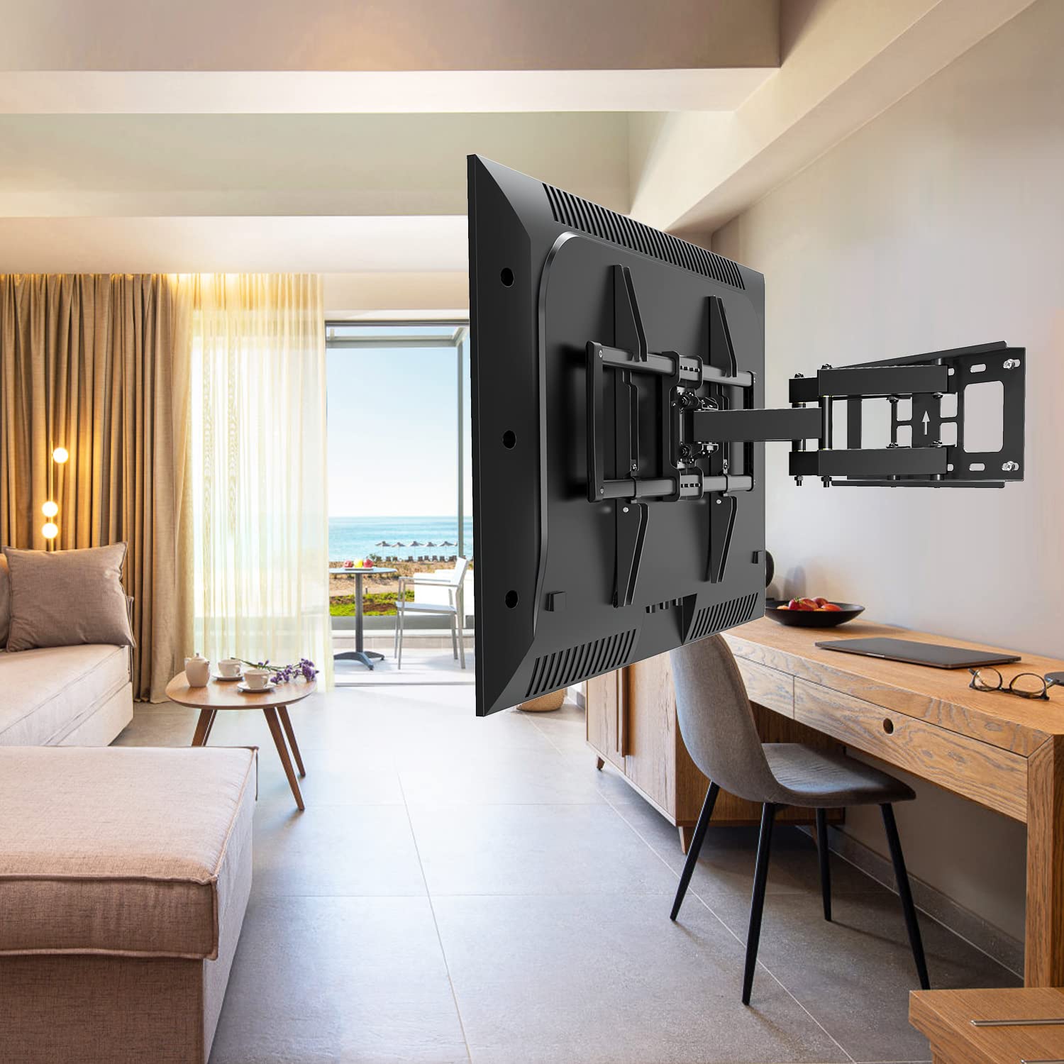 ELIVED TV Wall Mount for Most 37-82 inch tvs, Full Motion TV Mount Swivel and Tilt, Wall Mount Bracket Max VESA 600x400mm, Holds up to 132 lbs, Fits 8” 12” 16